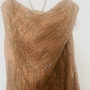 Strapless Gold Sequin Dress
